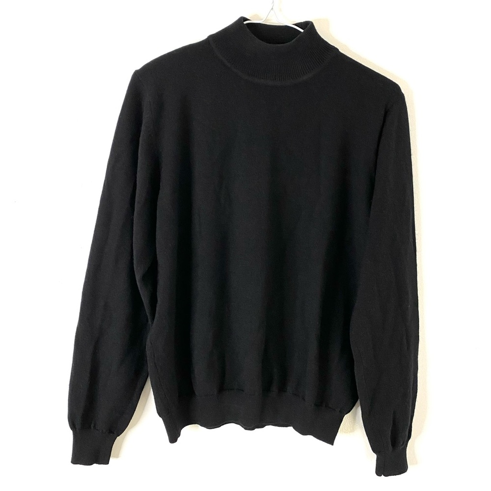 Vintage Charter Club 100% Merino Wool Mock Neck Sweater Black Made in Australia